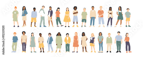 Children of different ethnicities stand side by side together.