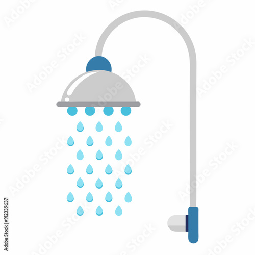 Water saving shower head art vector illustration