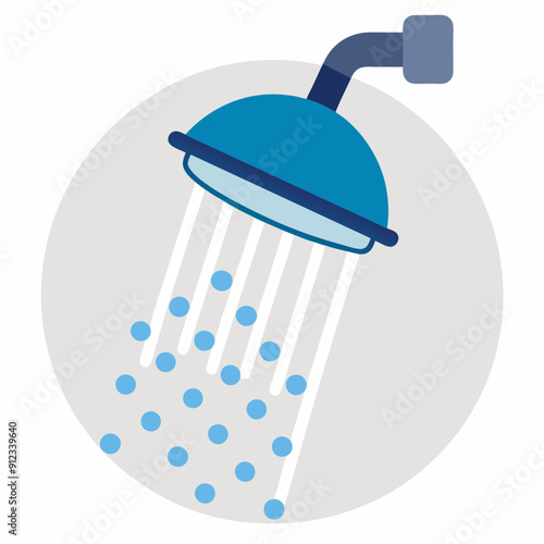 Water saving shower head art vector illustration