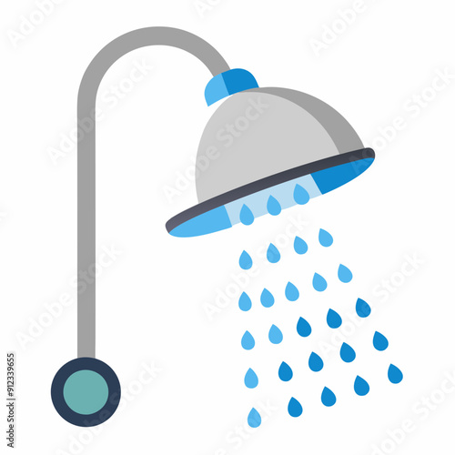Water saving shower head art vector illustration