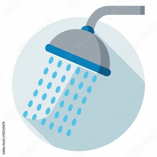 Water saving shower head art vector illustration