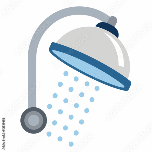 Water saving shower head art vector illustration