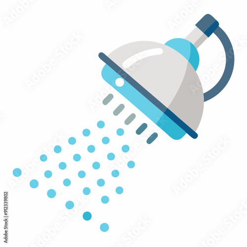 Water saving shower head art vector illustration