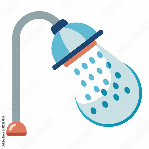 Water saving shower head art vector illustration