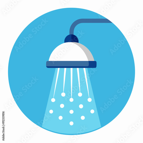 Water saving shower head art vector illustration