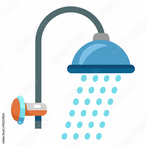 Water saving shower head art vector illustration