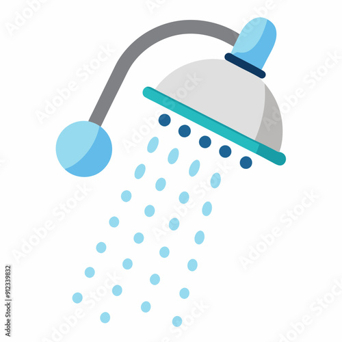 Water saving shower head art vector illustration