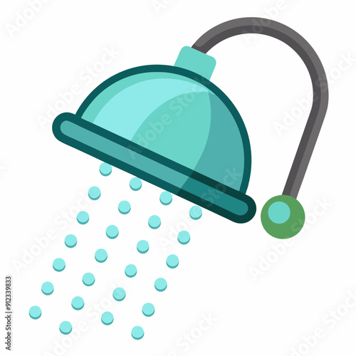 Water saving shower head art vector illustration