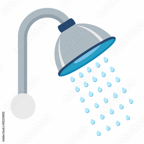 Water saving shower head art vector illustration