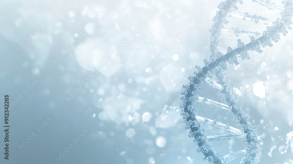 This futuristic white background features a DNA helix, representing high-tech biotechnology and medical advancements in the future This futuristic white background features a DNA helix, representing high-tech biotechnology and medical advancements in the future