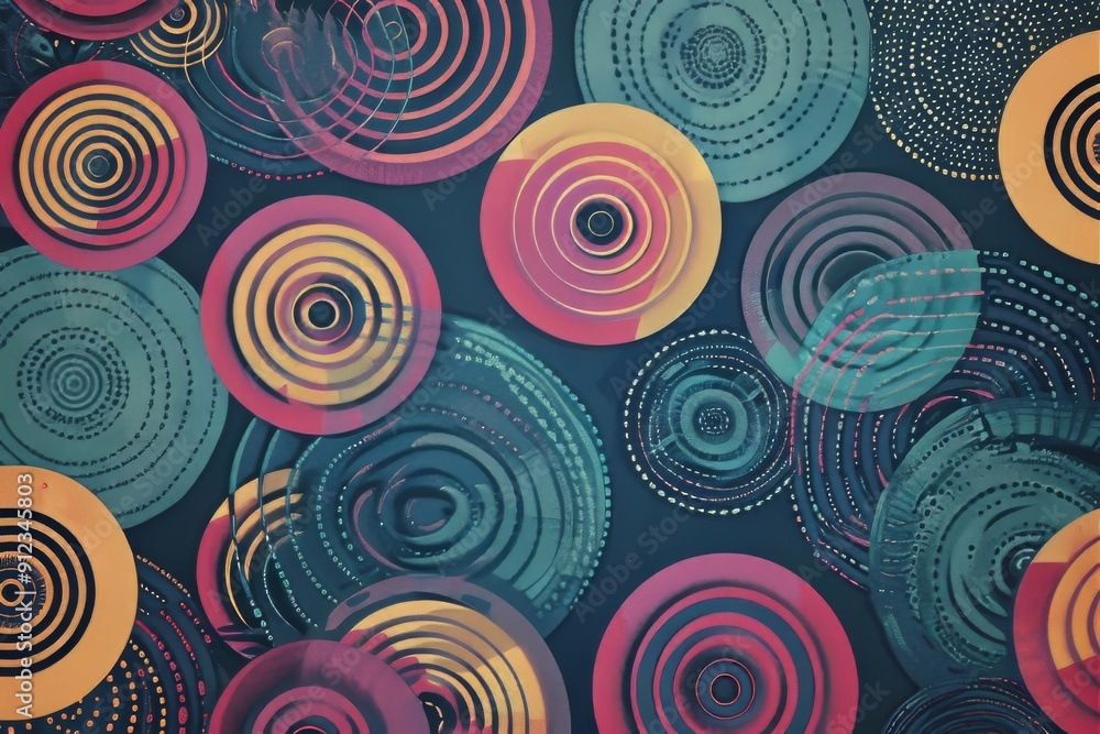 Fototapeta premium Trippy circles stippled elegant pattern