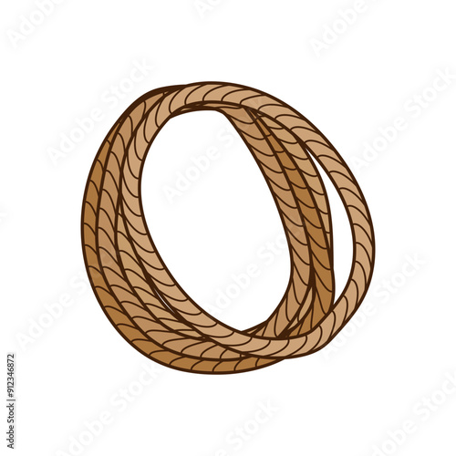 border lasso cartoon. cowgirl string, loop round, graphic thread border lasso sign. isolated symbol vector illustration