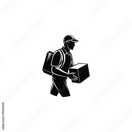 courier delivering silhouette