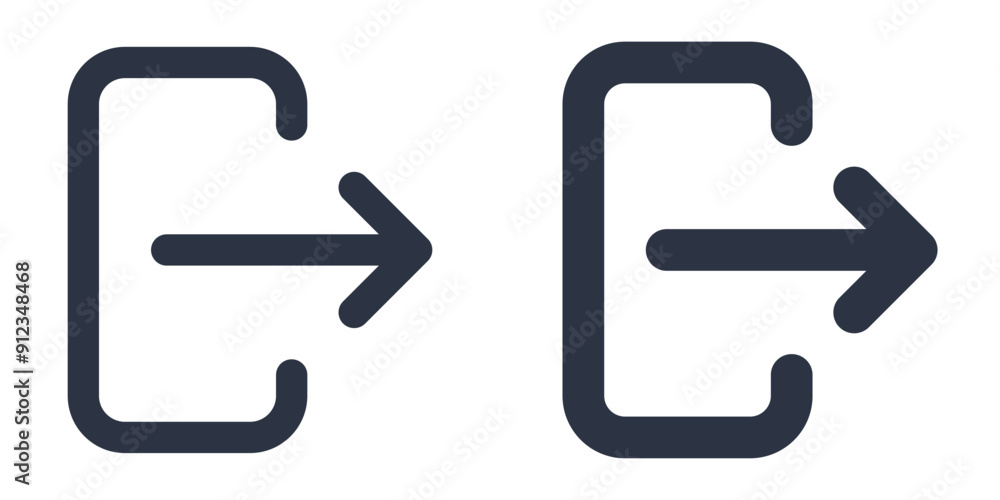 Sign out or log out simple icons set designed in filled, outline, line and stroke style Sign out or log out simple icons set designed in filled, outline, line and stroke style