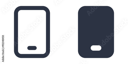 Smartphone or mobile phone simple icons set designed in filled, outline, line and stroke style