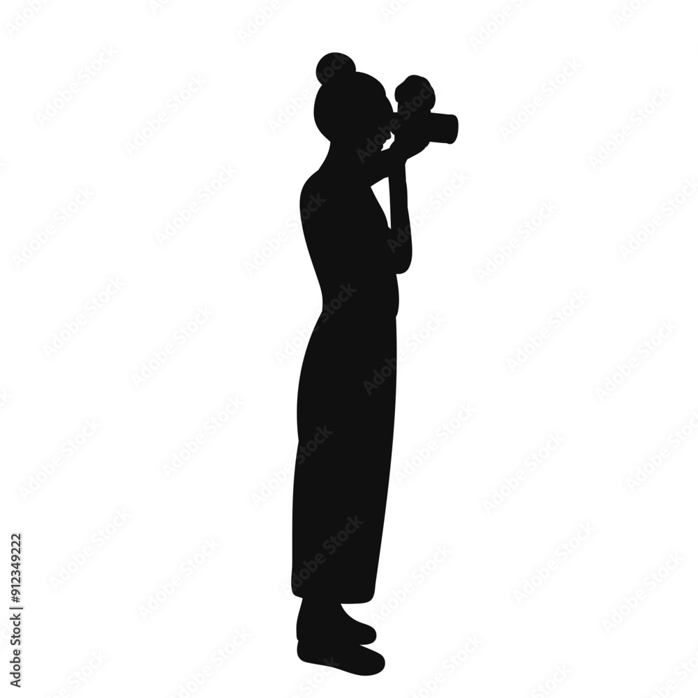 woman taking photo silhouette on white background, vector woman taking photo silhouette on white background, vector