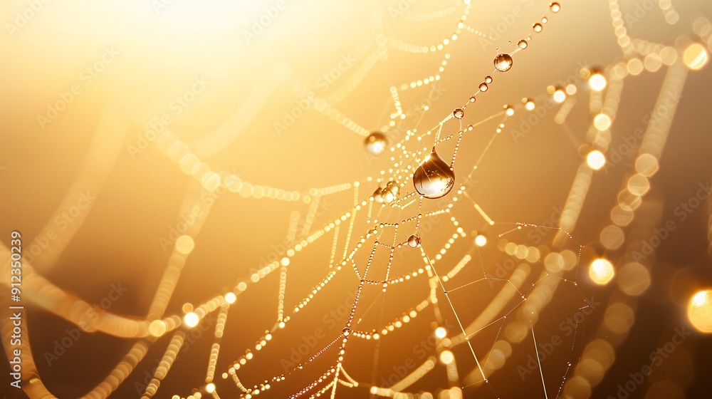 Hyper-realistic macro photograph of a dewdrop-covered spider web at dawn, golden sunlight refracting through each droplet, intricate silk patterns visible, shot on professional DSLR camera, shallow Hyper-realistic macro photograph of a dewdrop-covered spider web at dawn, golden sunlight refracting through each droplet, intricate silk patterns visible, shot on professional DSLR camera, shallow