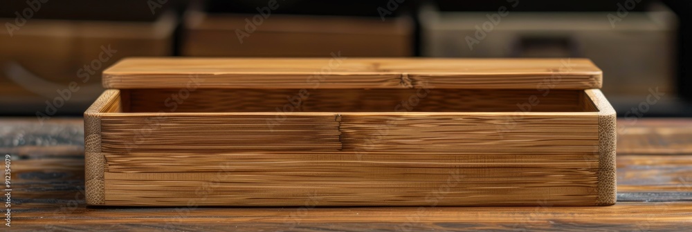 Fototapeta premium Small Bamboo Box with Magnetic Close Lid for Storing Various Items