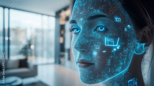 Wallpaper Mural Create an image of AI-enhanced home security systems with facial recognition and smart surveillance Torontodigital.ca