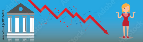 Loupe Stock Market Crash Downurn Chart Woman