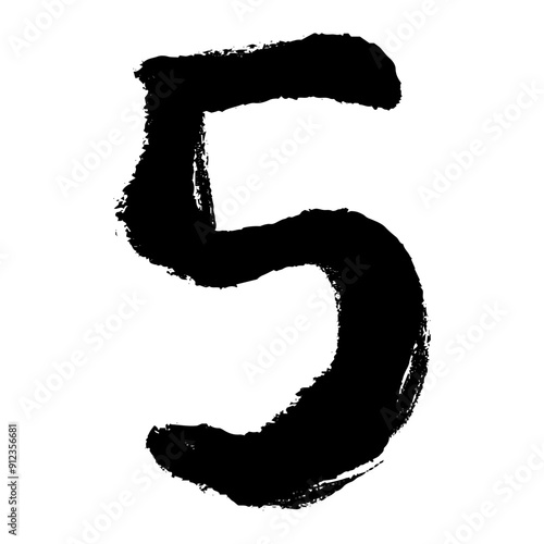 筆タッチの数字の5のイラスト