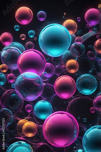 Abstract Bubble Background. A Multicolor Illustration. Banner for business, technology, medicine, presentations.