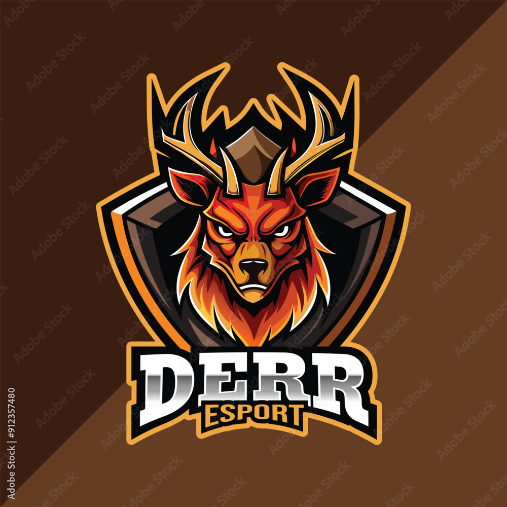 Deer mascot esport logo design with shield Deer mascot esport logo design with shield