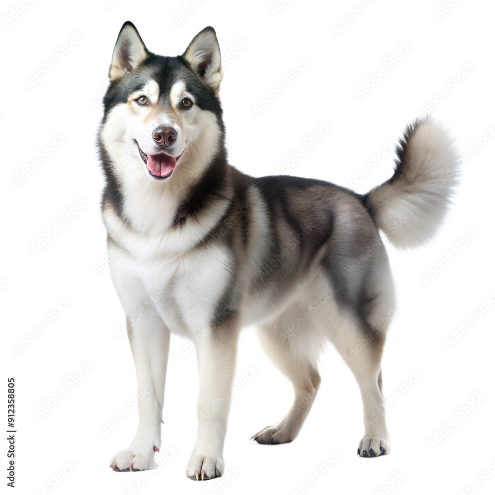 Siberian Husky dog standing and looking at camera, isolated on white background Siberian Husky dog standing and looking at camera, isolated on white background