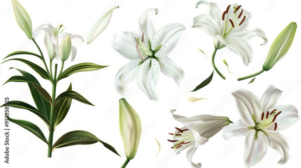 Elegant White Lilies in Bloom Elegant White Lilies in Bloom