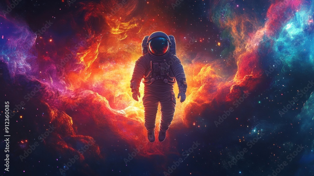 Astronaut Floating in a Cosmic Nebula Astronaut Floating in a Cosmic Nebula