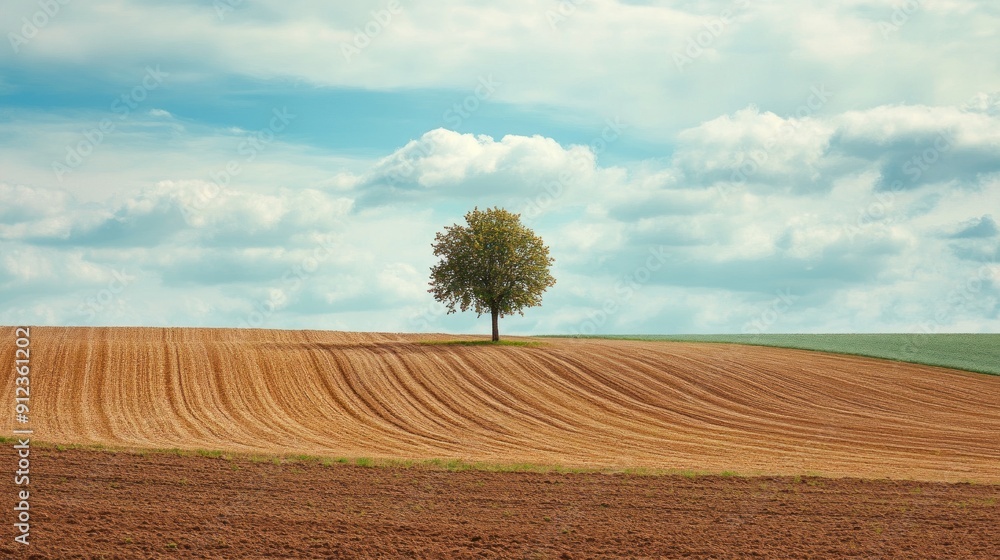 Fototapeta premium Solitary Tree in a Ploughed Field