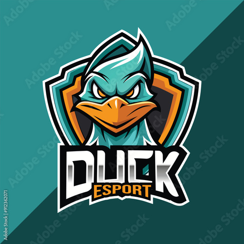 Duck mascot esport logo design with shield