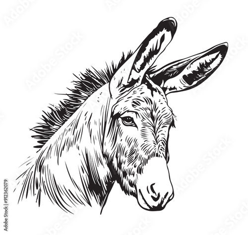 Donkey cute hand drawn sketch illustration Domestic animals