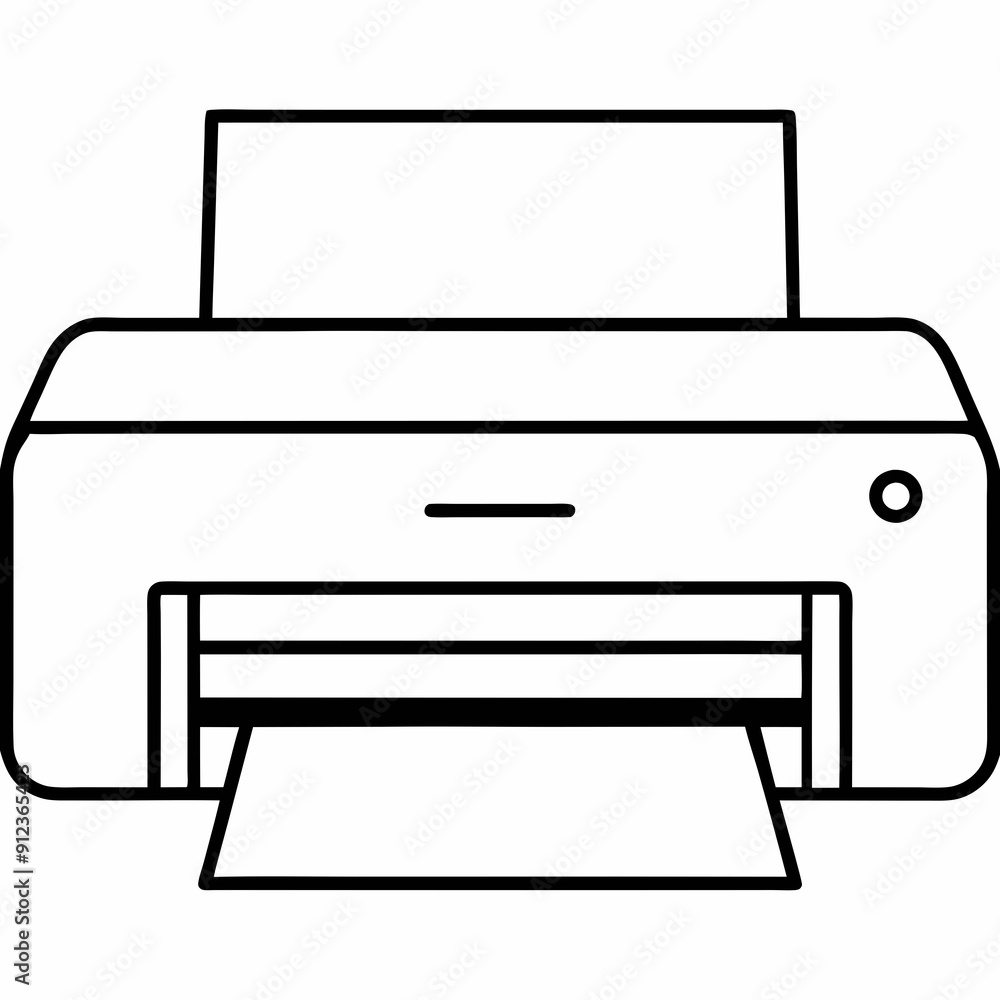 Printer machine black design white background line art Printer machine black design white background line art