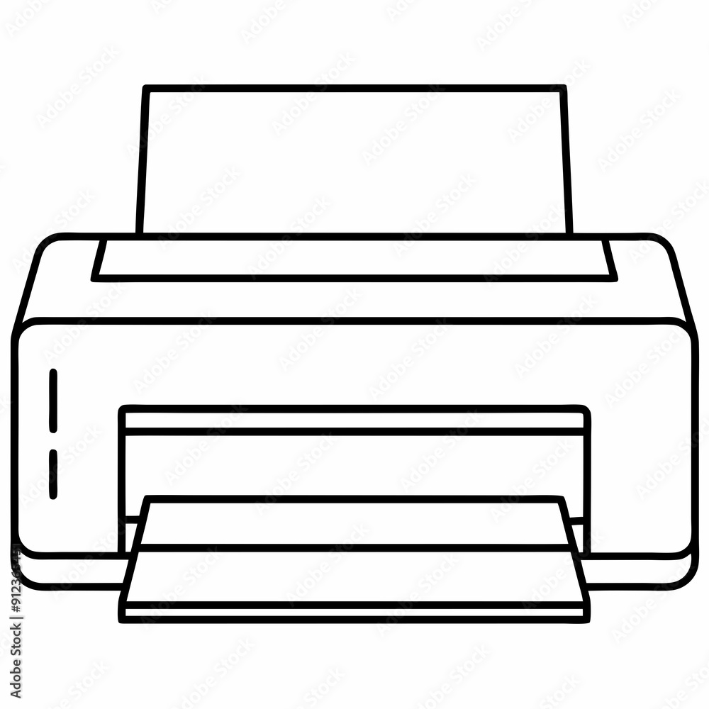 Printer machine black design white background line art Printer machine black design white background line art