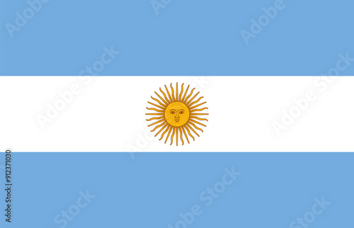 The official national flag of Argentina. Flag of the Argentine Republic. Correct proportions and colors. Vector illustration