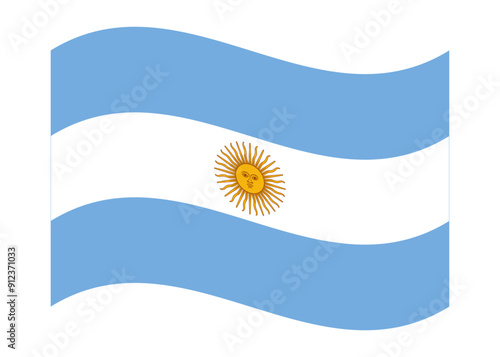 Wavy flag of Argentina, isolated on transparent background. Flag of the Argentine Republic. Vector illustration