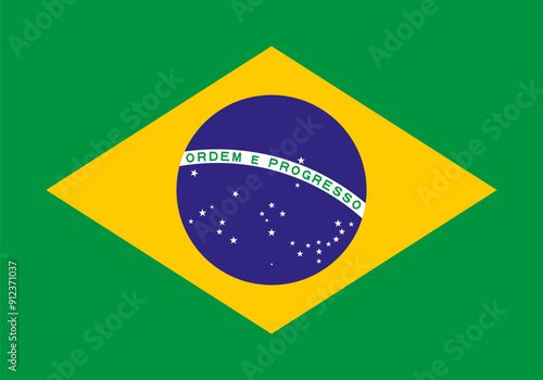 The official national flag of Brazil. Flag of the Federative Republic of Brazil. Correct proportions and colors. Vector illustration