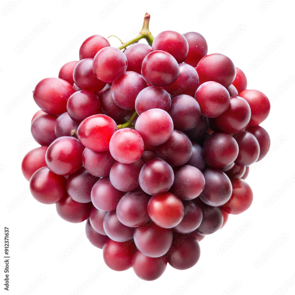 bunch of red grapes isolated on transparent white background, clipping path