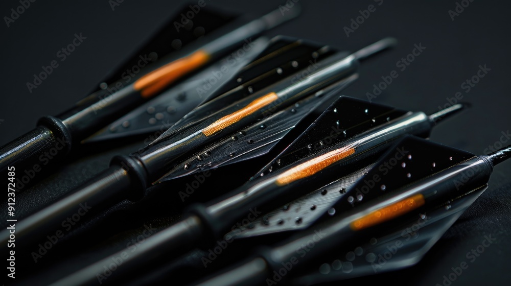 A collection of knives arranged on a table, ready for use A collection of knives arranged on a table, ready for use