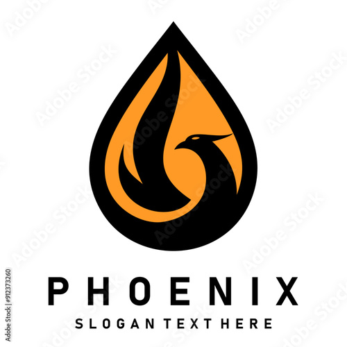 phoenix bird oil gas and water logo design illustration vector