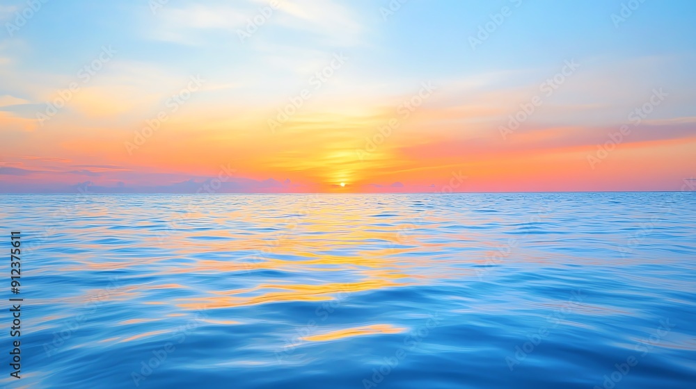 A serene ocean view at sunset, showcasing vibrant colors reflected on calm water, ideal for relaxation and tranquility. A serene ocean view at sunset, showcasing vibrant colors reflected on calm water, ideal for relaxation and tranquility.