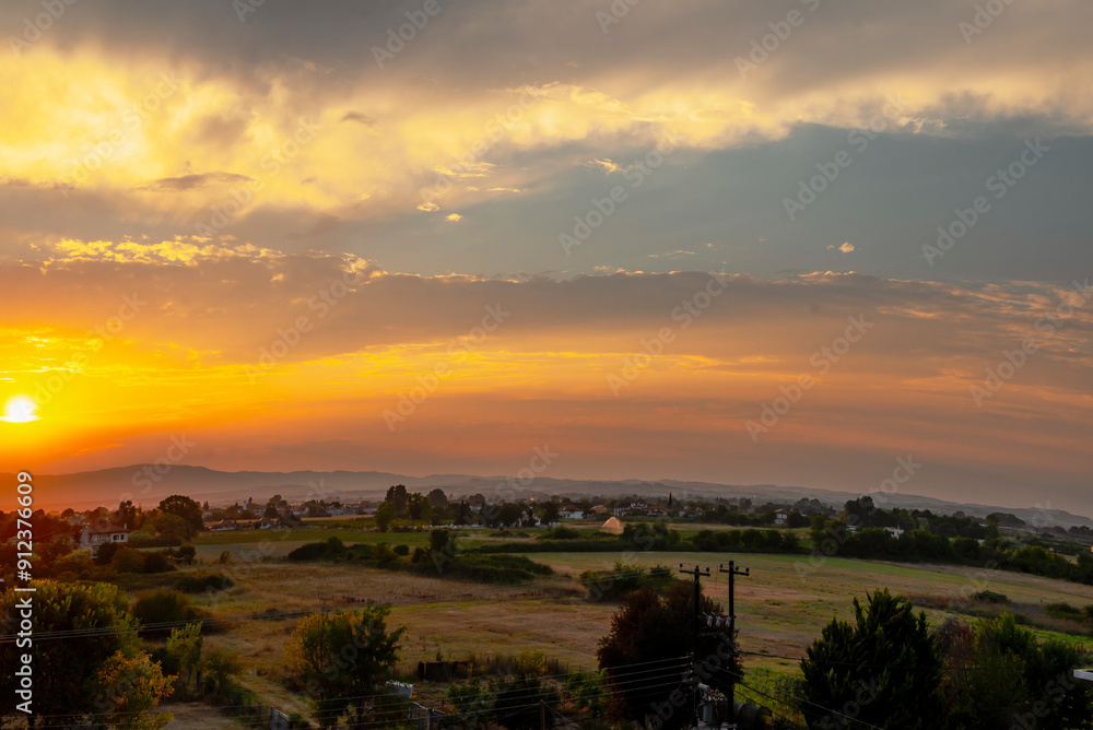 beautiful colorful sunset in summer in Greece beautiful colorful sunset in summer in Greece