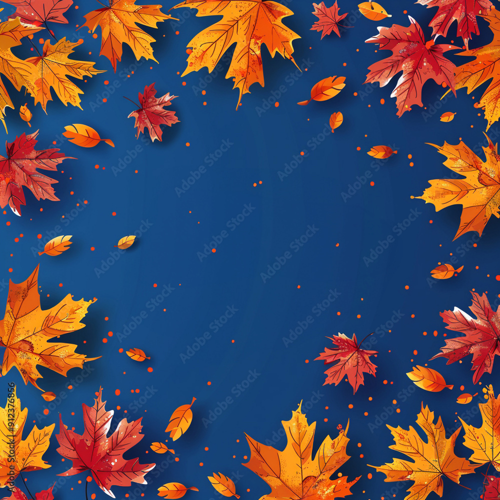 Autumn seasonal background with long horizontal border, background of autumn leaves in gold, red and orange colors isolated on background, hello autumn vector illustration Autumn seasonal background with long horizontal border, background of autumn leaves in gold, red and orange colors isolated on background, hello autumn vector illustration