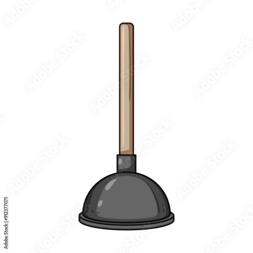 cleaner plunger cartoon. cleaning drain, clogged unclog, pump tool cleaner plunger sign. isolated symbol vector illustration