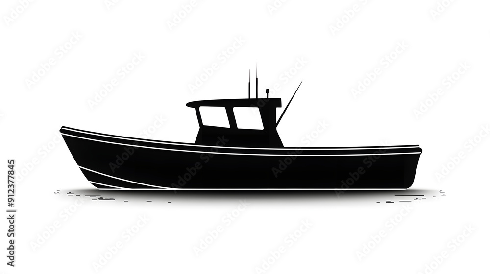 Black silhouette of boat illustration icon for logo, isolated on white background Black silhouette of boat illustration icon for logo, isolated on white background