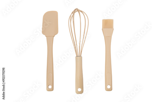 Set of kitchen utensils on a transparent background. Copy-space photo