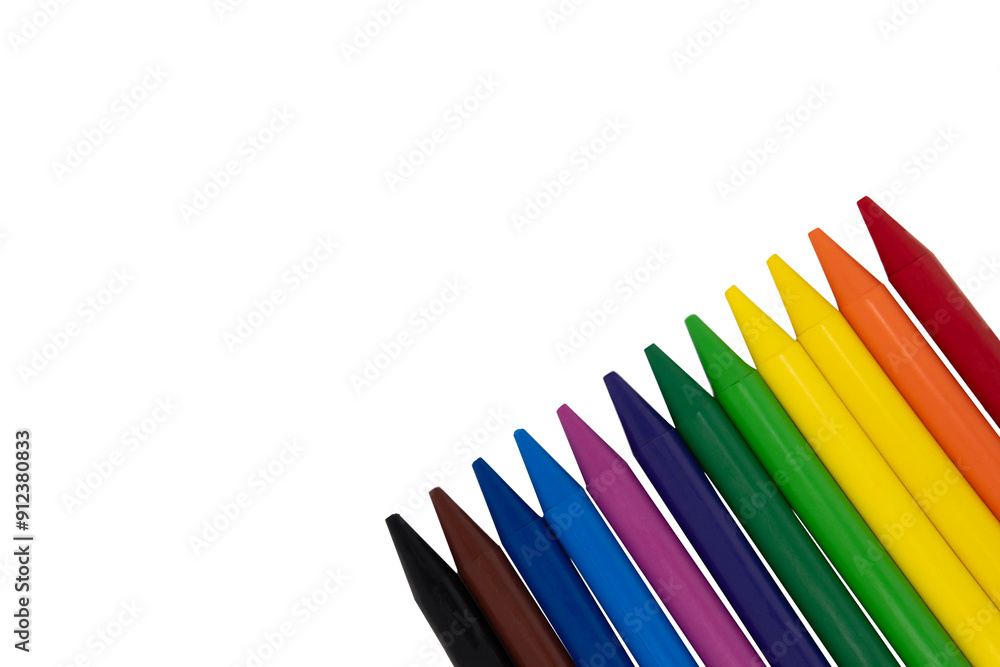 Fototapeta premium Set of school paints on transparent background. Copy-space