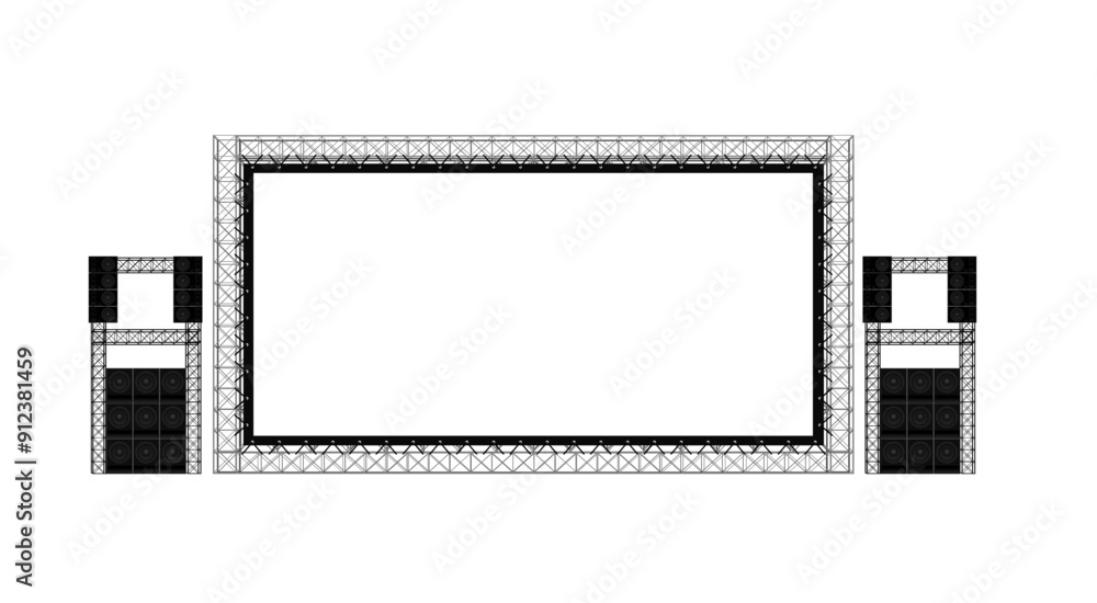 outdoor cinema and speaker on the white background outdoor cinema and speaker on the white background