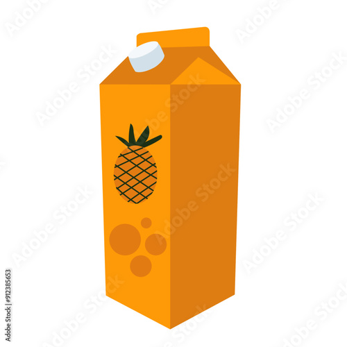 Pineapple juice carton. Flat icon isolated on white background.